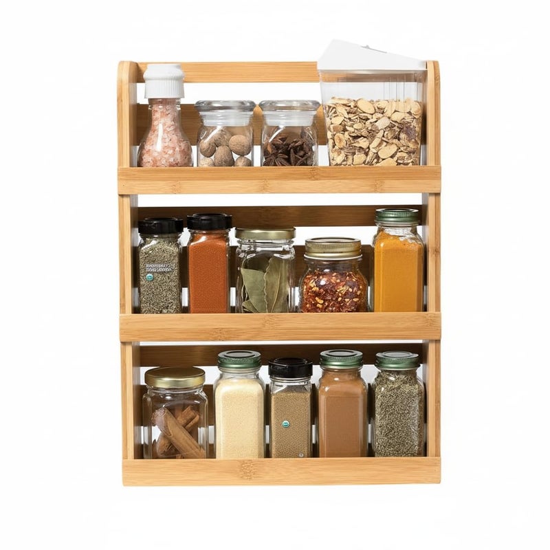 Lipper International 8840 Bamboo 3-Tier Spice Rack, 2.75-inch Depth Accommodates many Types of Spice Jars - Image 4